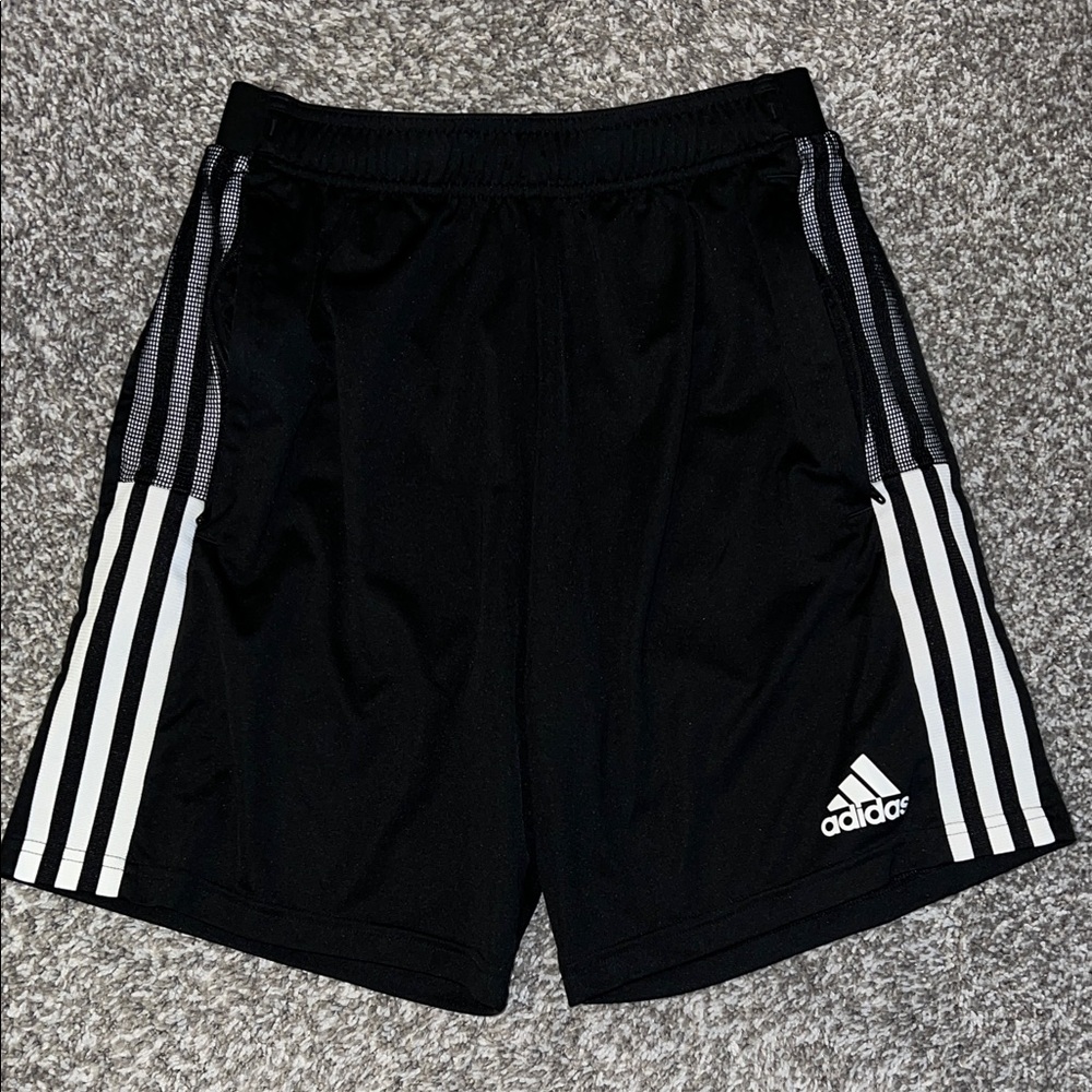 Adidas Men's Black and White Athletic Shorts